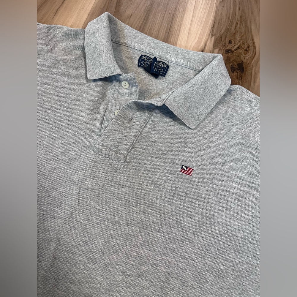 Men’s XL Heathered Gray Vintage 90s Ralph Lauren Polo Jeans Company RL Flag Logo